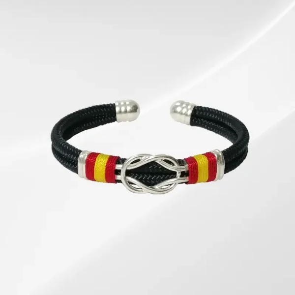 Brazalete con lazo náutico bañado en plata con bandera de España